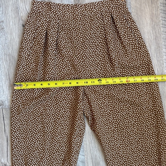 Vintage 100% Silk Adrienne Vittadini Brown Polka Dot Women's Trousers - Picture 7 of 9